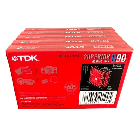 TDK D90 High Superior Normal Bias Blank Cassette Tapes Lot of 5 - Picture 3 of 7